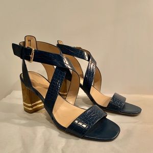 Tommy Hilfiger Navy Faux animal skin dress sandals
